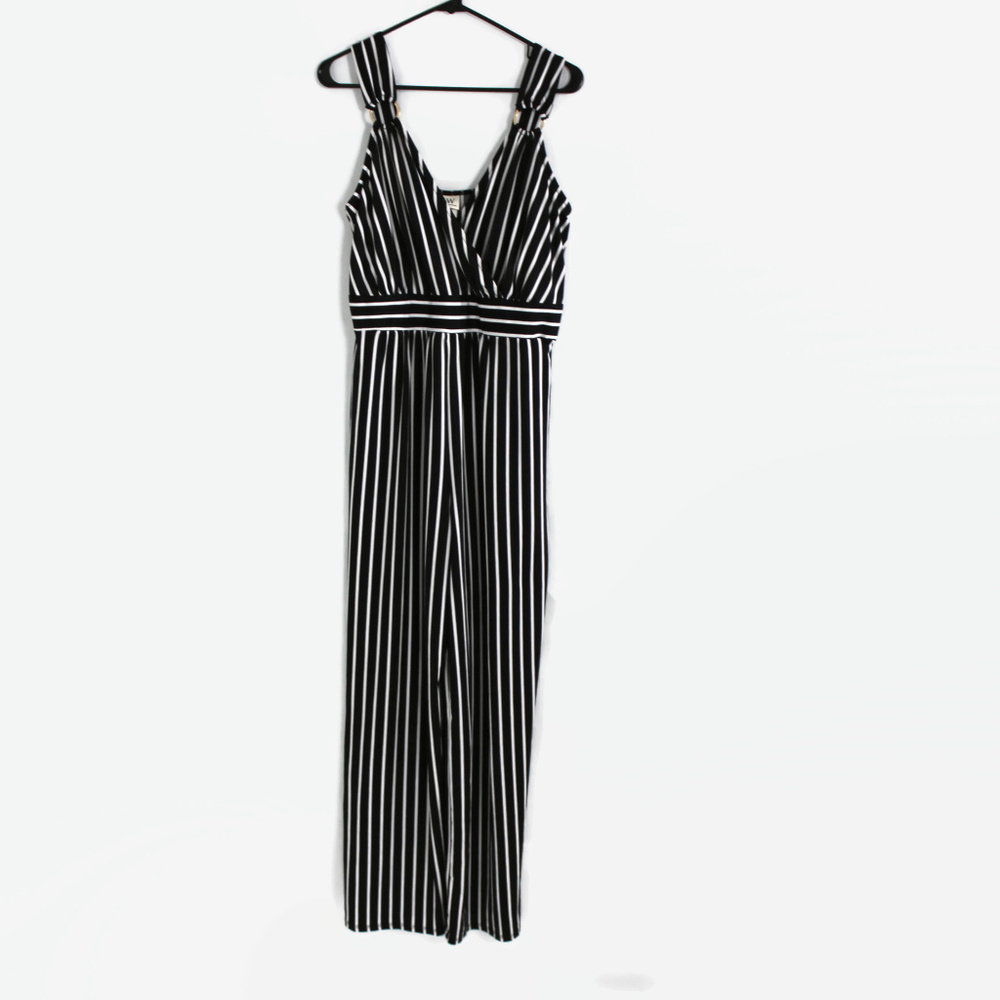 Wrapper Large Black Striped Jumpsuit